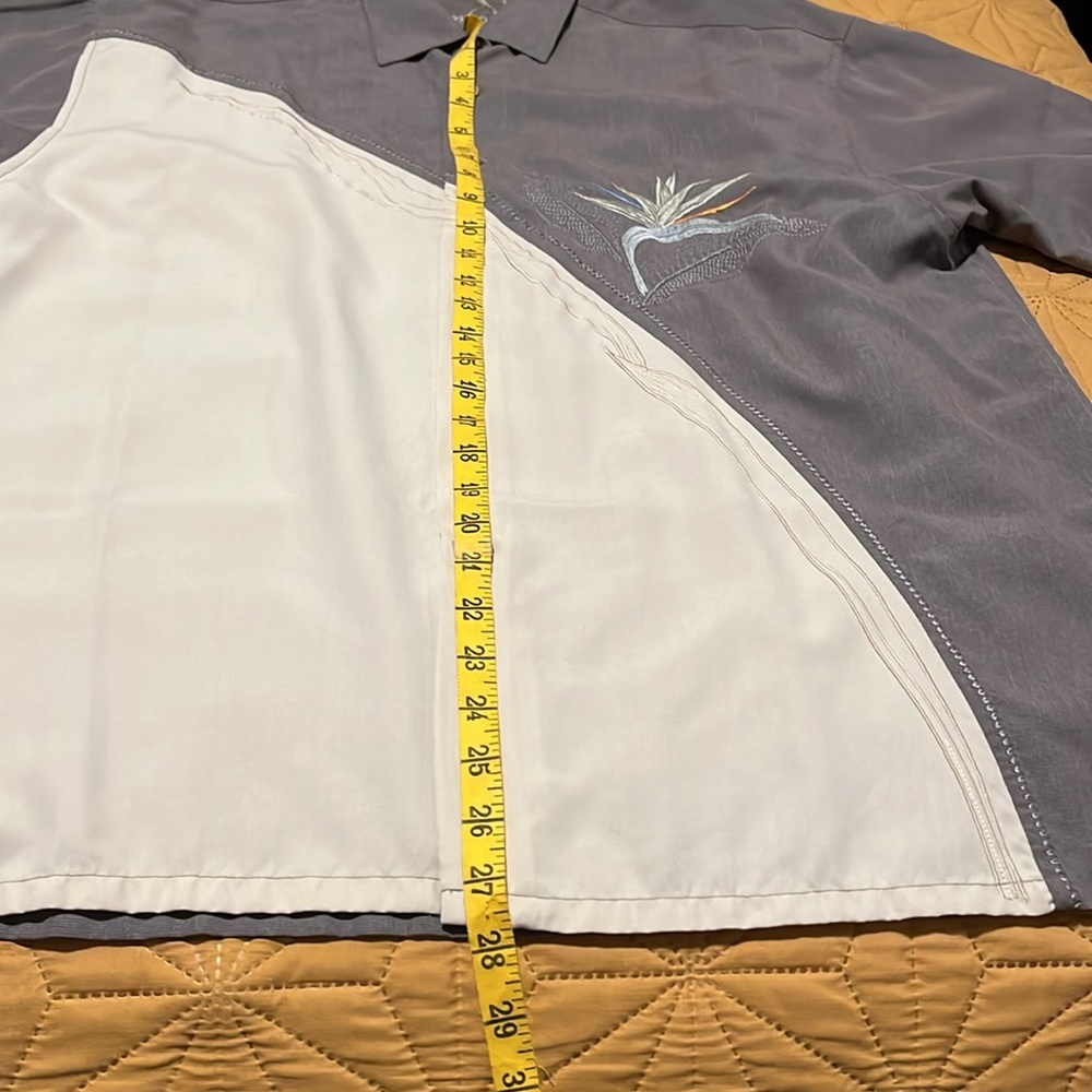 Gray and Cream Embroidered Button-Up Shirt - Picture 11 of 12